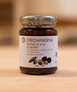 Olivni battuto s črnim tartufom z ekstra deviškim oljčnim oljem (namaz iz sesekljanih oliv)